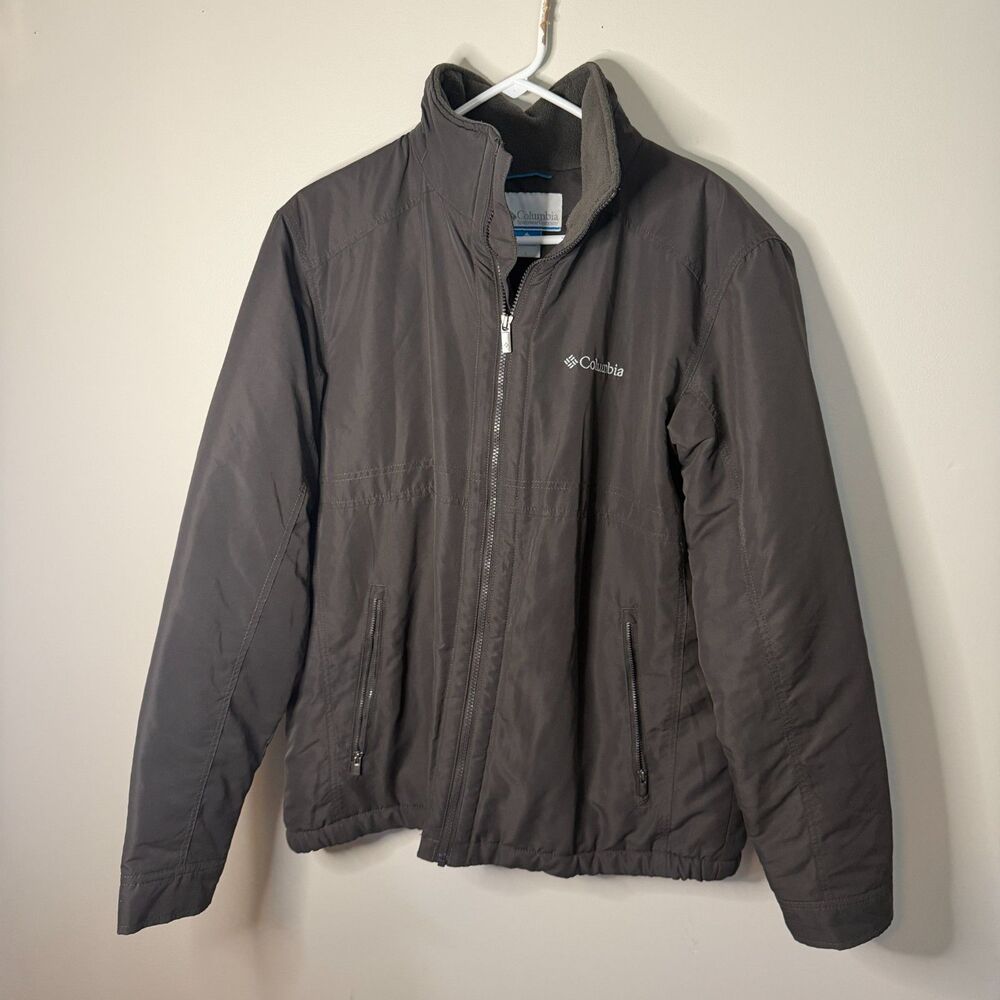 Columbia mens size large fleece mid weight full zip jacket brown/gray